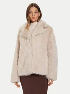 Płaszcze damskie - Bomboogie Futro Paris GW148STFRL5 Beżowy Regular Fit - miniaturka - grafika 1