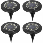 Lampy ogrodowe - 4x LAMPA SOLARNA LED OGRODOWA WBIJANA GRUNTOWA DYSK MOCNA CZARNA - miniaturka - grafika 1
