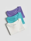 Bluzki dla niemowląt - Reserved - Bawełniany t-shirt 3 pack - turkusowy - miniaturka - grafika 1