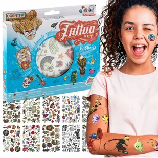 TATUAŻE ZMYWALNE DLA DZIECI naklejki 10 ark. TATUAŻ mega zestaw - Zabawki kreatywne - miniaturka - grafika 1