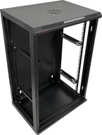 Szafy rack - Szafa Q-Lantec Szafka rack wisząca 19" 18U 600x450, niedzielona, drzwi szklane, kolor czarny FLAT PACK, - miniaturka - grafika 1