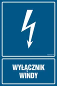 Tablice BHP - HG037 WYŁĄCZNIK WINDY, FN - FOLIA SAMOPRZYLEPNA; (75X100MM) - miniaturka - grafika 1