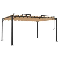 Altany ogrodowe - vidaXL Altana z żaluzjowym dachem 3x4 m, taupe, tkanina i aluminium! 313928 - miniaturka - grafika 1