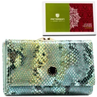 Portfele - Portfel damski skórzany średni PETERSON portmonetka na zatrzask i bigiel rozbudowany na karty elegancki na prezent antykradzieżowy ochrona RFID - miniaturka - grafika 1