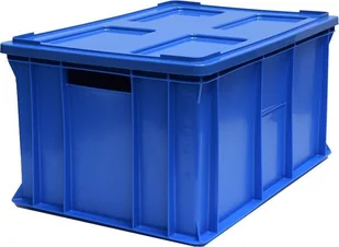 Artech Pojemnik transportowy EURO 300 z pokrywą, dno i ścianki pełne wym. 600 x 400 x 300 mm niebieski - Pojemniki przemysłowe - miniaturka - grafika 1