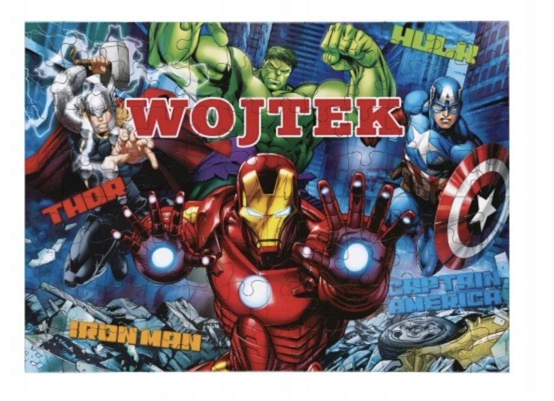 PUZZLE IRON MAN HULK AVENGERS A3 252 el z Nadrukiem + IMIĘ #134
