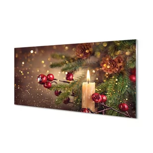 Szkło lacobel Świeczka gałązki bombki 120x60 cm - Bombki - miniaturka - grafika 1