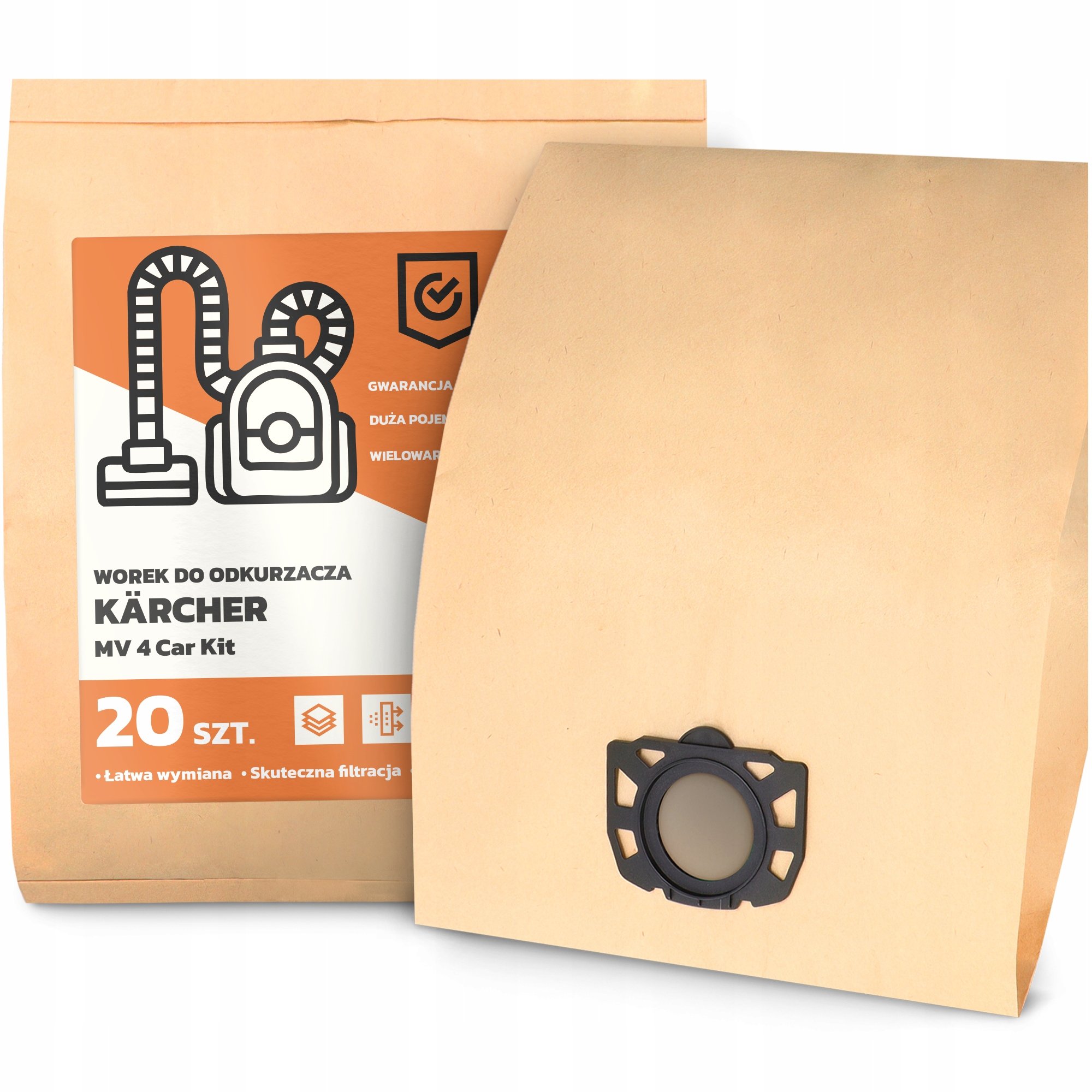 20x Worek do Odkurzacza Kärcher MV 4 Car Kit Pojemny Duży Torba Worki 2A-W
