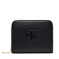 Portfele - Mały Portfel Damski Calvin Klein Raised Ck Medium Zip LV04F1026G Czarny - miniaturka - grafika 1