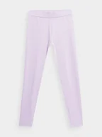 Legginsy - 4F, Legginsy dzianinowe dziewczęce, 4FJSS23TTIGF049-52S, Jasny Fiolet, Rozmiar 146 - miniaturka - grafika 1