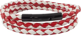 Skórzany naszyjnik skórzany pasek 4 mm męski naszyjnik czerwony / biały 17-100 cm długości z zapięciem dźwigniowym czarny pleciony, długość: 21 centymetrów - Naszyjniki męskie - miniaturka - grafika 1