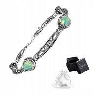 Bransoletki - Bransoletka srebrna pr. 925 Elegancka Zielony Kryształ Chryzolit na Prezent - miniaturka - grafika 1