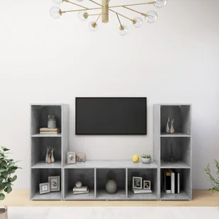 vidaXL Lumarko Szafki TV, 3 szt., szarość betonu, 107x35x37 cm, płyta wiórowa 3079965 - Szafki RTV - miniaturka - grafika 1