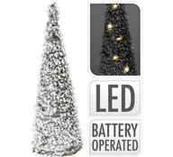 Oświetlenie świąteczne - Choinka bożonarodzeniowa rattanowa 20 LED piramida dekoracyjna 40 cm zielony ze sztucznym śniegiem na baterie IP20 - miniaturka - grafika 1