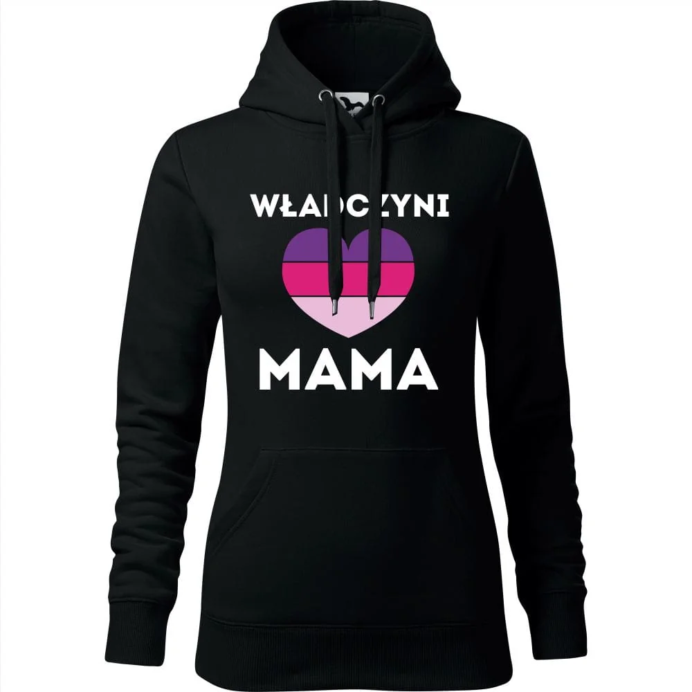 Damska Bluza Z Kapturem - Władczyni Mama 02 Czarny M