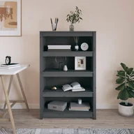 Regały - Regał na książki, szary, 80x35x126 cm, lite drewno sosnowe - miniaturka - grafika 1