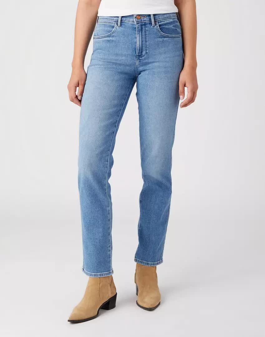 Wrangler Straight Damskie Spodnie Jeansowe Jeansy River W26R4741G-W36 L32