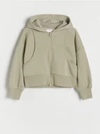 Bluzki dla dziewczynek - Reserved - Bluza z przeszyciami - oliwkowy - miniaturka - grafika 1