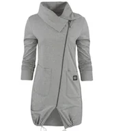 Bluzy damskie - Cienka długa bluza ze skośnym suwakiem i kominem BEATA - Empik - miniaturka - grafika 1