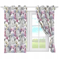 Zasłony - ZASŁONY GOTOWE NA PRZELOTKACH KRÓTKIE 140x160 ZASŁONA PRZELOTKI KWIATY 010 - miniaturka - grafika 1