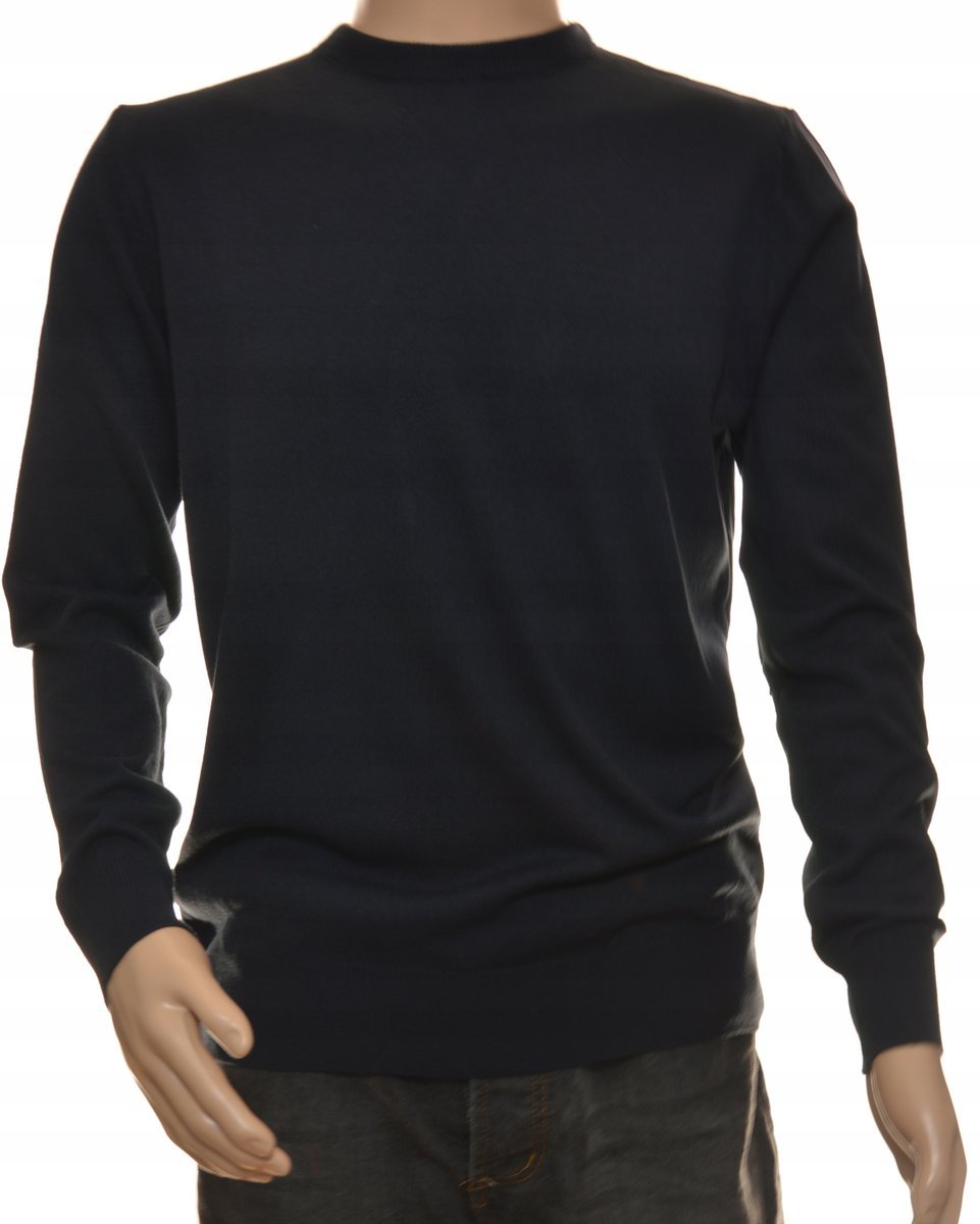 Sweter Męski Granatowy Gładki Wełniany Xl