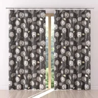 Zasłony - Zasłona tkanina drukowana Welur Dmuchawce Czerń 150cm - 150 cm - miniaturka - grafika 1