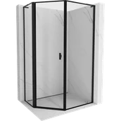 Kabiny prysznicowe - Mexen Mist L kabina prysznicowa pięciokątna asymetryczna uchylna lewa 80 x 100 cm, czarna ramka, czarna - 8A8L-080-100-70-70-L - miniaturka - grafika 1