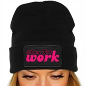 Czapki dla dzieci - CZAPKA Jesienna BAWEŁNIANA ZIMOWA Ciepła CZARNA BEANIE #LAZY GIRL WORK - miniaturka - grafika 1