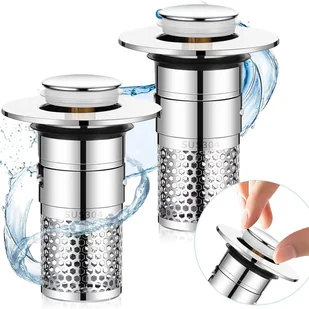 Uniwersalny korek do zlewu wannowego z filtrem, korek zlewozmywakowy z wysuwanym dnem, korek spustowy, 2 sztuki - Korki do umywalek Uniwersalny korek do zlewu wannowego z filtrem, korek zlewozmywakowy z wysuwanym dnem, korek spustowy, 2 sztuki - Korki do umywalek - miniaturka - grafika 1