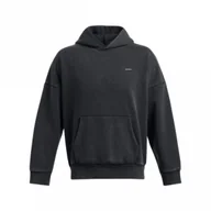 Bluzy sportowe męskie - Męska bluza dresowa nierozpinana z kapturem Under Armour UA Icon Hwt Flc Wash Os Hood - czarna - UNDER ARMOUR - miniaturka - grafika 1