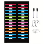 Inne - TEMU Tkanina Oxford Duża wisząca kieszonkowa kieszonka z kieszeniami na plakietki, wiszący organizer na dokumenty ścienne do klasy i biura Uporządkuj - miniaturka - grafika 1