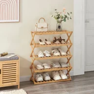 Szafki na buty - Składany stojak na buty 'Fitzbek' wykonany z bambusa - miniaturka - grafika 1