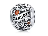 Charmsy - Pandora Valerio.pl Rodowany srebrny charms do miesiąc styczeń month january cyrkonie srebro 925 CHARM214 CHARM214 - miniaturka - grafika 1