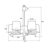 Lampy sufitowe - Argon Żyrandol Polo Plus, 5-punktowy, mosiądz/zielony - miniaturka - grafika 1