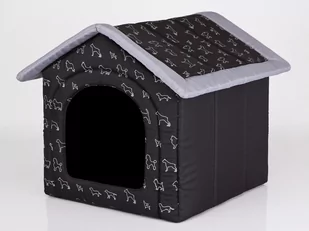 Buda dla psa/kota,  44x38x45  cm, R2, czarna w pieski - Budy dla psów - miniaturka - grafika 1