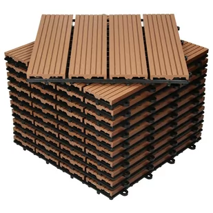 Płytki tarasowe 30x30 cm zestaw 11 na 1m² jasnobrązowe wykonane z WPC - Podesty i deski tarasowe - miniaturka - grafika 1