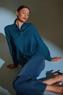 Bluzki damskie - Bluzka w turkusowym kolorze - Greenpoint - miniaturka - grafika 1