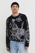 Swetry męskie - Desigual sweter bawełniany kolor czarny lekki - miniaturka - grafika 1