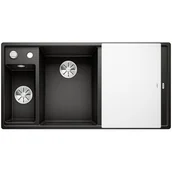 Zlewozmywaki - Blanco Zlew AXIA III 6S Czarny lewa korek auto. InFino deska szkło białe odsączarka stalowa 525848 - miniaturka - grafika 1