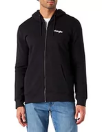 Bluzy męskie - Wrangler Męska bluza z kapturem Zip Thru, czarna, mała - miniaturka - grafika 1