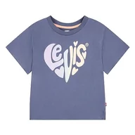 Koszulki dla dziewczynek - Levi's Koszulka dziewczęca Lvg Heart Oversized 3ej236, Niebieski koronkowy, 3 lat - miniaturka - grafika 1