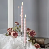 Świece - Zestaw 2x świeca Led woskowa obiadowa FLAMME SHINE różowa 24,50cm - miniaturka - grafika 1