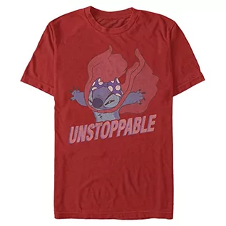Koszulki i topy damskie - Disney Uniseks Lilo and Stich Unstoppable Stitch Organic Short Sleeve T-Shirt, czerwony, S, czerwony, S - grafika 1