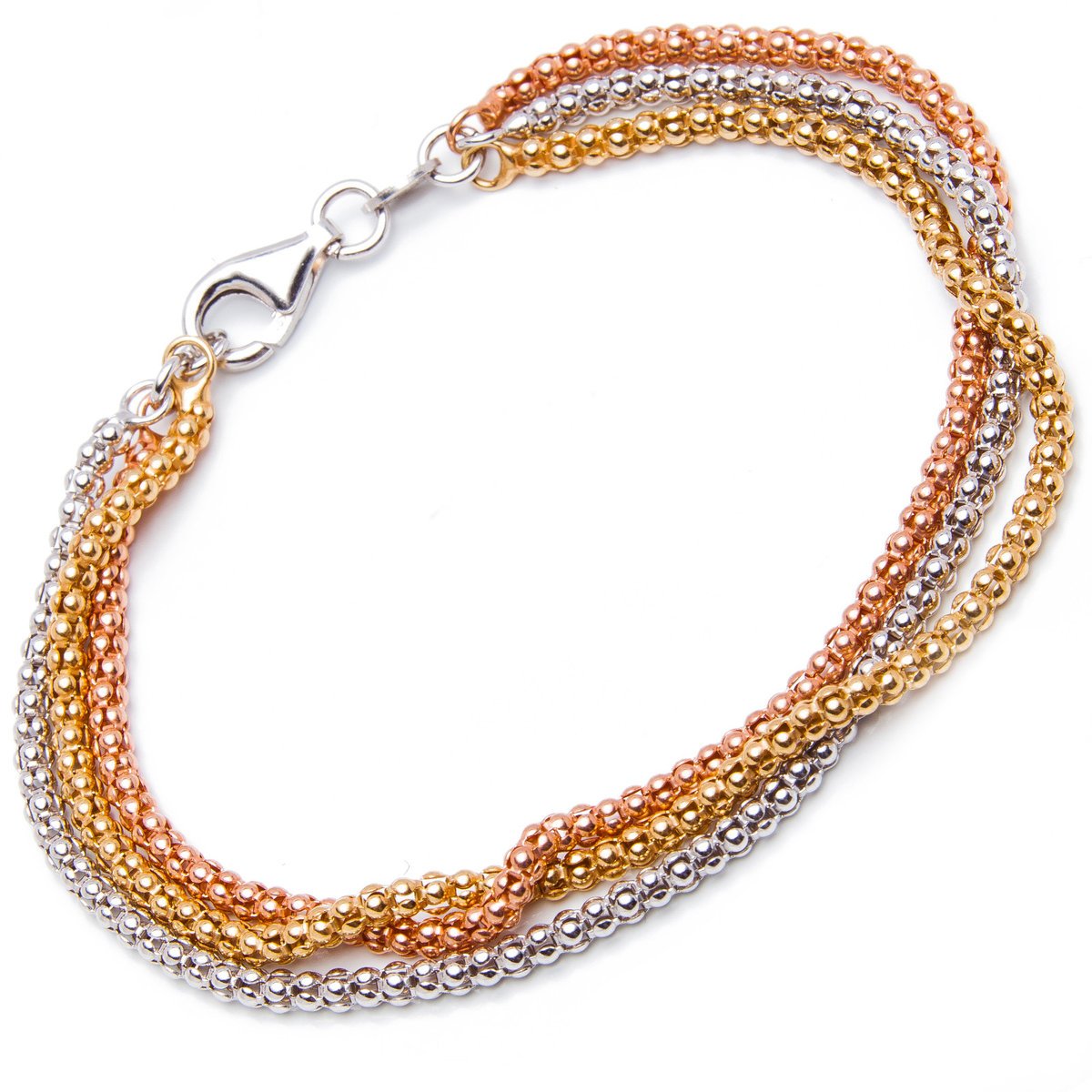 Srebrna pozłacana 925 bransoletka triple color