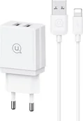 Zasilacze do laptopów - Ładowarka Usams USAMS Ład. siec. 2xUSB 18W + kabel Lightning/USB-A Fast Charging biały/white series HC HCXLTZ01 - miniaturka - grafika 1