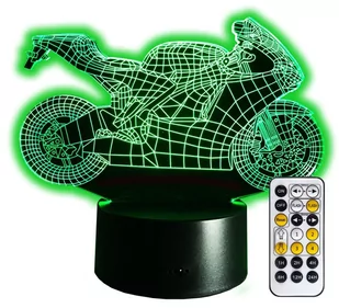 Lampka nocna 3D LED ŚCIGACZ MOTOCYKL USB + PILOT RGB - Wyposażenie pokoiku dziecięcego - miniaturka - grafika 1