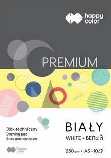 Happy Color, Blok techniczny A3 250G Premium Biały, Pakiet 10szt. - Podobrazia, bloki, papiery - miniaturka - grafika 1
