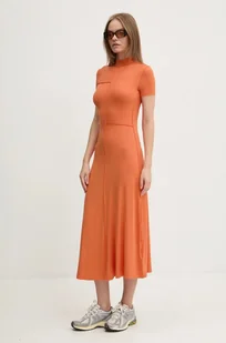 Desigual sukienka CINCINNATI kolor pomarańczowy maxi dopasowana 24WWVK67 - Sukienki - miniaturka - grafika 1