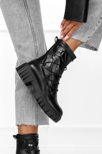 Botki Sergio Leone na platformie z elastyczną cholewką damskie czarne TR890 - Botki damskie - miniaturka - grafika 1