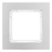 Klawisze i ramki - Karlik Ramka pojedyncza Deco metal - aluminium szczotkowane, biały - miniaturka - grafika 1